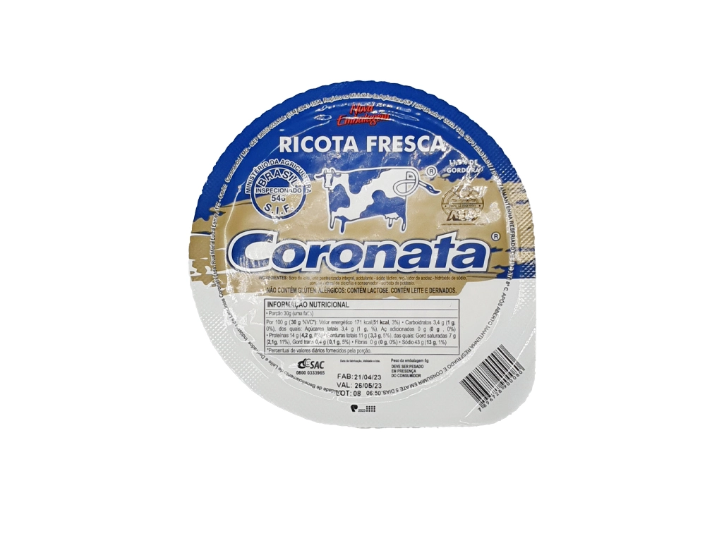 RICOTA FRESCA CORONATA 520 G (CX 16 PÇ)